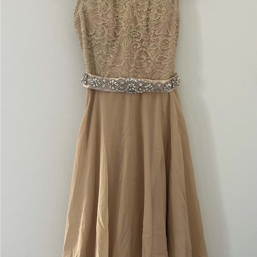 Elegant Tan Lace Dress